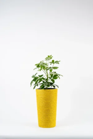 Doniczka ze sznurka w kolorze żółtym 36 cm