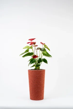 Doniczka jutowa czerwona z wkładem 36 cm - ręcznie robiona